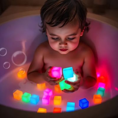 Jouets de bain lumineux LED - cubes glaçons magiques