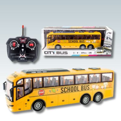 bus jouet télécommandé jaune pour enfant dès 3 ans