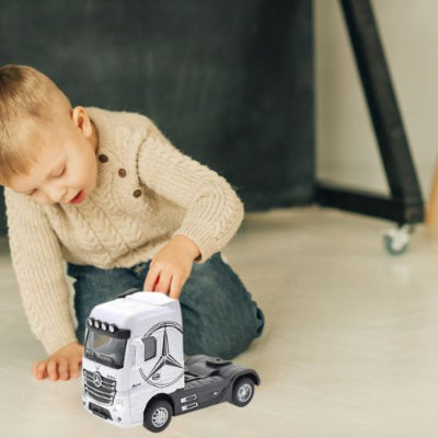 Camion porte conteneurs enfant jouet métal blanc