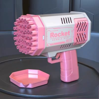 pistolet à bulles LED rose rechargeable enfant - jouet bulles de savon extérieur