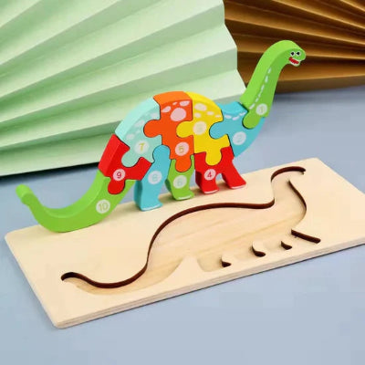 puzzle 3 ans dinosaure en bois - puzzle éducatif enfant