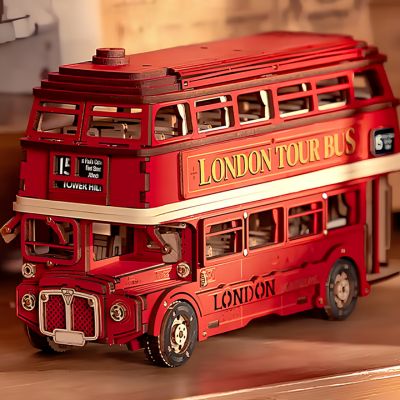 puzzle 3d bois bus rouge Londres - montage maquette bois 255 pièces dès 14 ans
