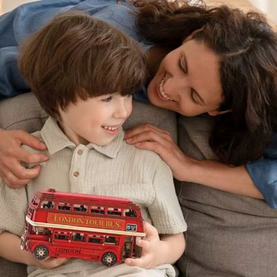 Puzzle 3D Bois Bus Rouge Londres  255 Pièces CE-14 Ans parents enfant