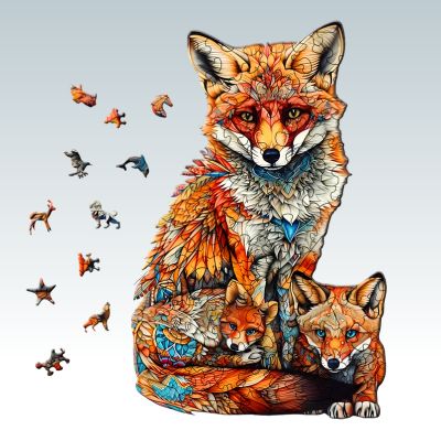 puzzle 3d bois animaux -Renard  idée cadeau enfant jeu éducatif créatif dès 5 ans