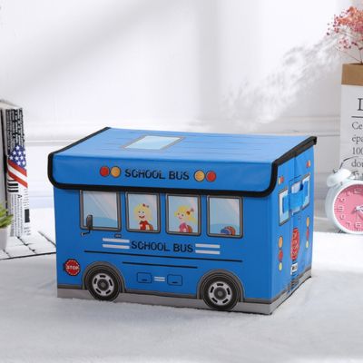 Rangement jouet enfant tissu bleu Bus