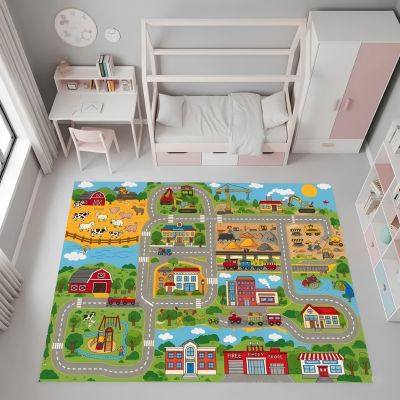 tapis voiture enfant circuit - ferme parc  jeu éducatif rôle enfant