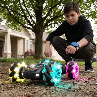 voiture télécommandée enfant avec roues lumineuses multicolores
