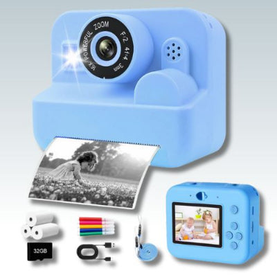 appareil photo enfant photokid - kit complet rouleaux papier thermique crayons autocollants