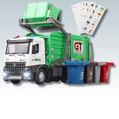 camion poubelle jouet métal - sons lumières tri sélectif enfant 3 ans