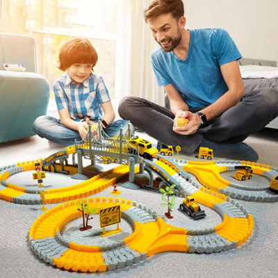 circuit voiture électrique enfant à assembler, format 334 pièces 