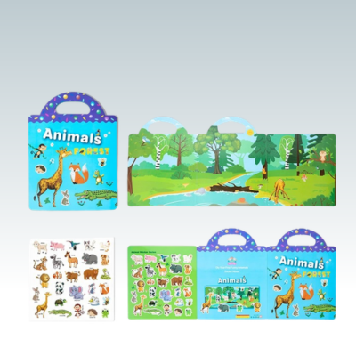 jouet bébé 1 an autocollant forêt girafe - livre stickers animaux jungle