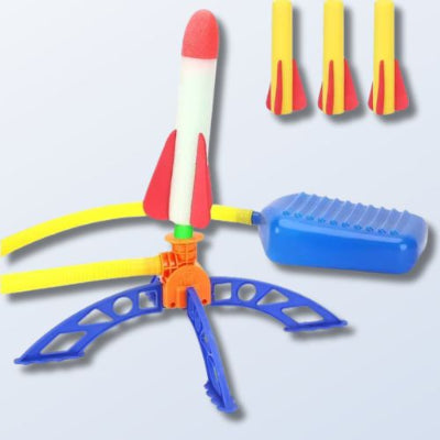 lanceur de fusées bleu pour enfant avec 3 roquettes