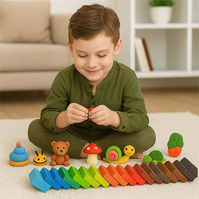  enfant qui joue avec de la pâte à modeler