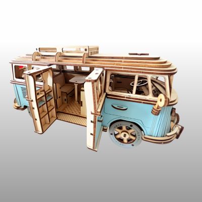 Puzzle 3d voiture rouge construction enfant vue intérieur maquette réaliste 