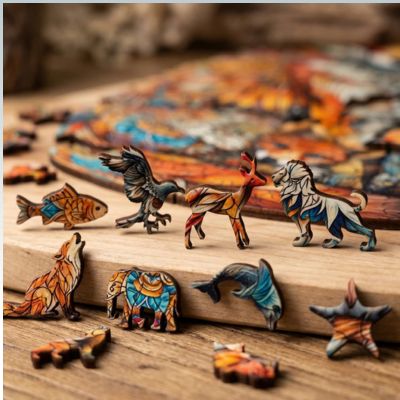 puzzle 3d bois animaux - pièces bouleau baltique découpées précision +100 pièces- pièces bouleau baltique découpées précision +100 pièces