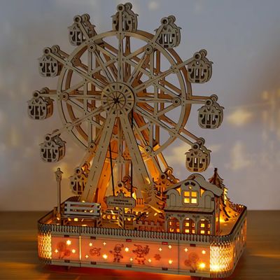 puzzle 3d bois grande roue musicale LED boite musique