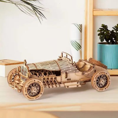 puzzle 3d bois voiture sport - maquette découpe laser 122 pièces