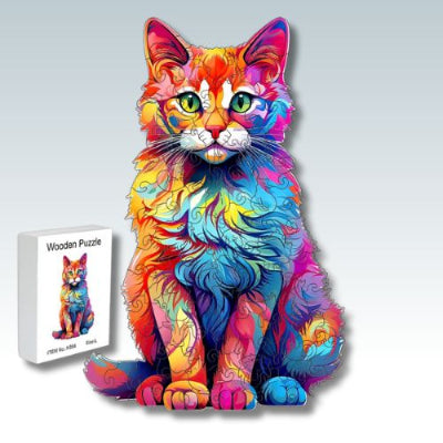 puzzle en bois le chat - cadeau enfant famille