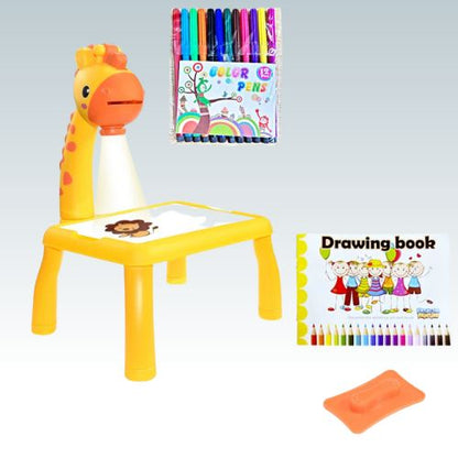 table-de-dessin-jaune-projection-image